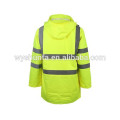 flame-retardant high visibility jacket with stickers to polybags, certifications for reference